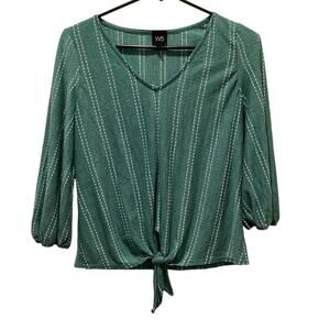 🌻 5/$15 🌻🌻 5/$15 🌻W5, Green and White Striped Shirt, Women Size Small,